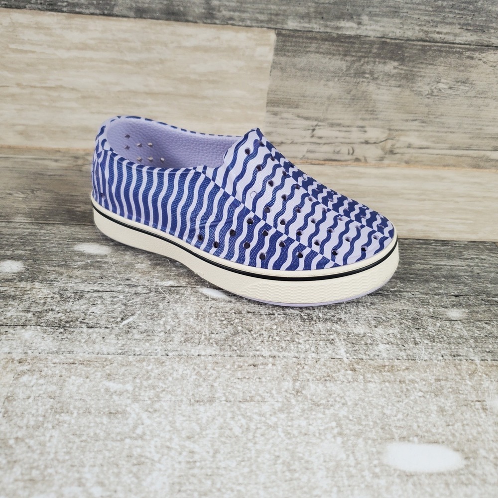 Natives Shoes Miles Bloom Print Kids Shoe Sz 7 C7 Purple Bone White Sneaker